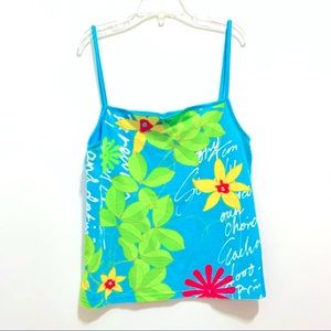 Qianzirou Girls Blue Floral Tank Top
